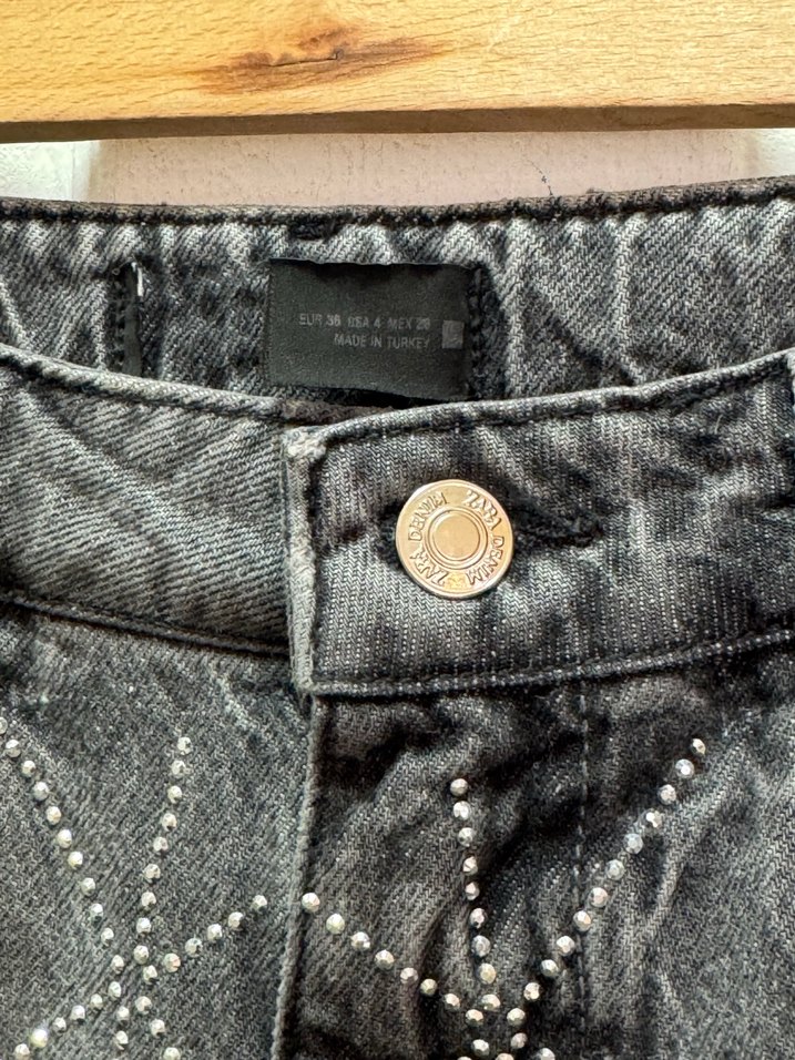 Zara siyah taşlı Kadın Jean - Görsel 3