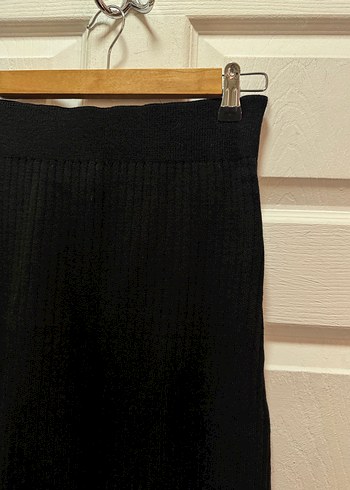 Düğmeli Siyah Midi Triko Kadın etekli hırkalı takım - Görsel 5