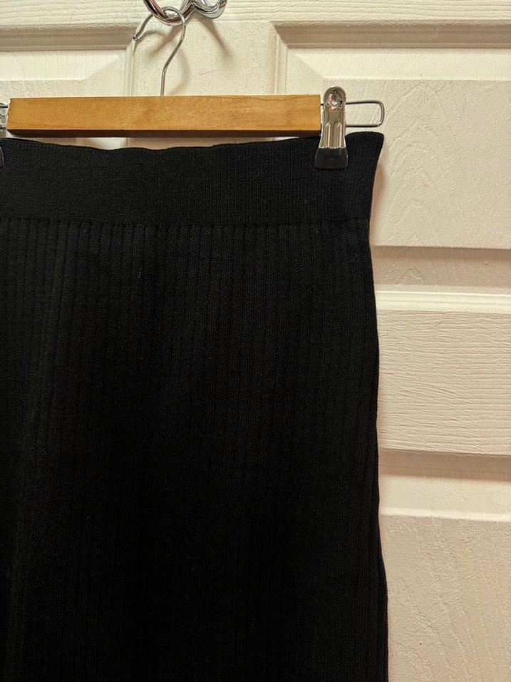 Düğmeli Siyah Midi Triko Kadın etekli hırkalı takım - Görsel 5