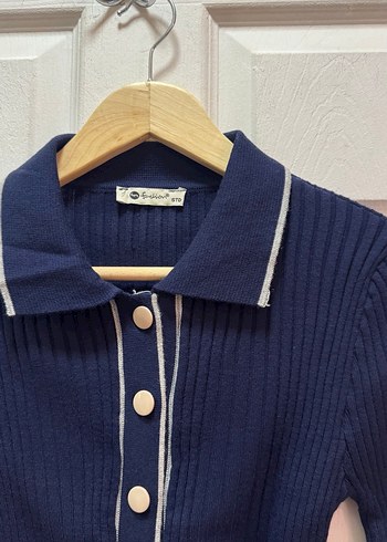 Düğmeli Lacivert Triko Kadın etekli hırkalı takım - Görsel 7