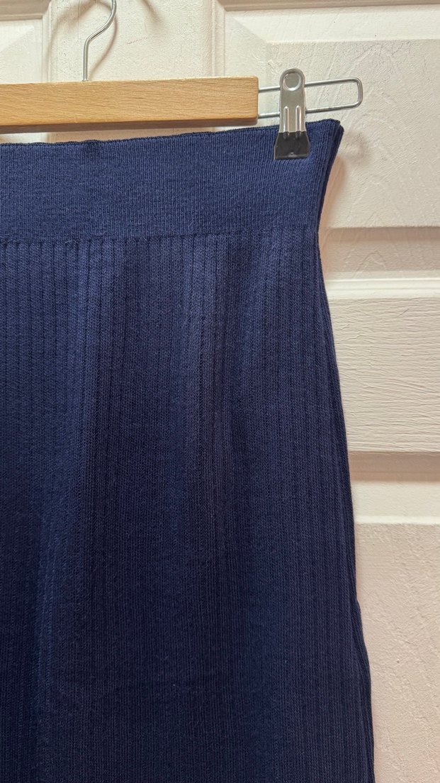 Düğmeli Lacivert Triko Kadın etekli hırkalı takım - Görsel 5