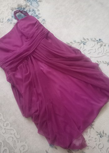 40 Beden Mor Drapeli Mini Abiye