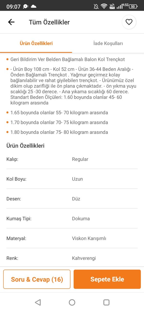 Kahverengi Kadın Uzun Kemerli Trençkot - Görsel 4