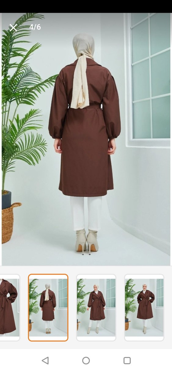 Kahverengi Kadın Uzun Kemerli Trençkot - Görsel 3