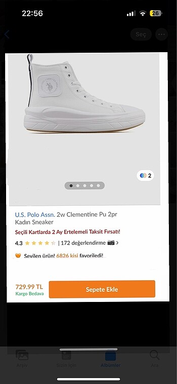 38 Beden beyaz Renk U.s. Polo. Assn. Beyaz Kadın Sneakers