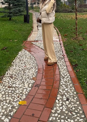 Bej Midi Kadın Şişme zara Yelek - Görsel 3