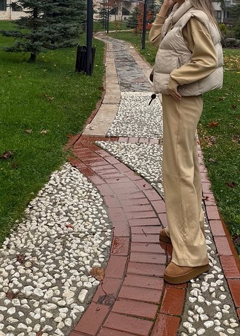 Bej Midi Kadın Şişme zara Yelek - Görsel 2