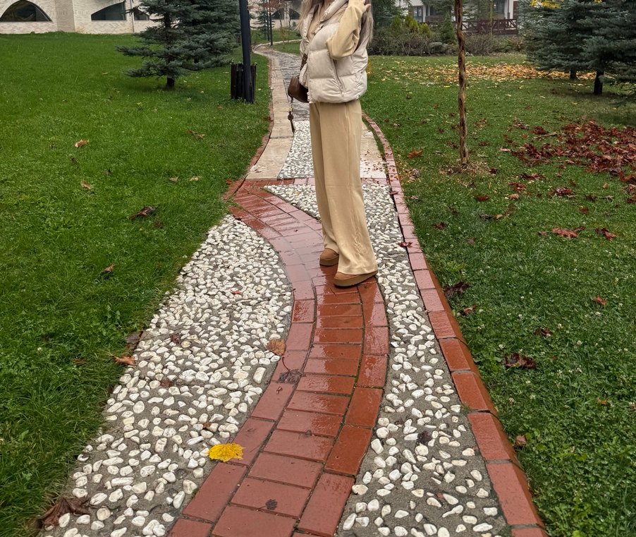 Bej Midi Kadın Şişme zara Yelek - Görsel 3