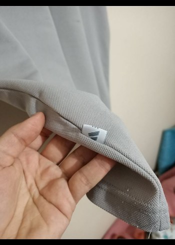 s Beden gri Renk Adidas Gri Kısa Kollu Erkek Polo Tişört