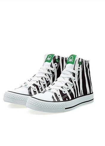 37 Beden Benetton Zebra Desen Converse Ayakkabı 