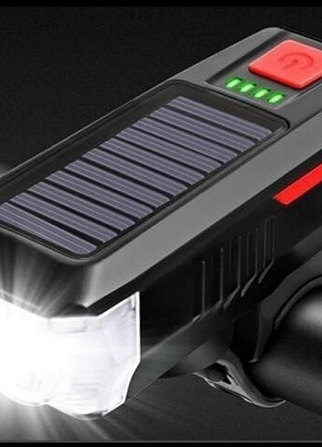 solar enerjili usb ile şarj edilebilir far ve korna