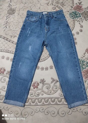 Kadın Mavi Bol Kesim Midi Kot Pantolon