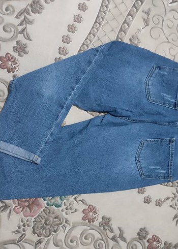 28 Beden Kadın Mavi Bol Kesim Midi Kot Pantolon