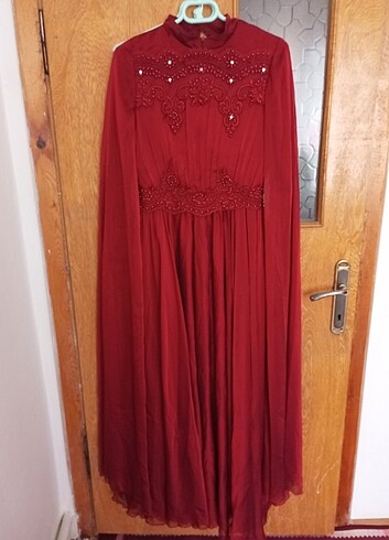 Bordo tesettür abiye