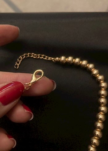 Beden altın Renk İnci topçuk gold kolye