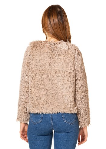 Bayan yumoş tüylü ceket mont - Görsel 3