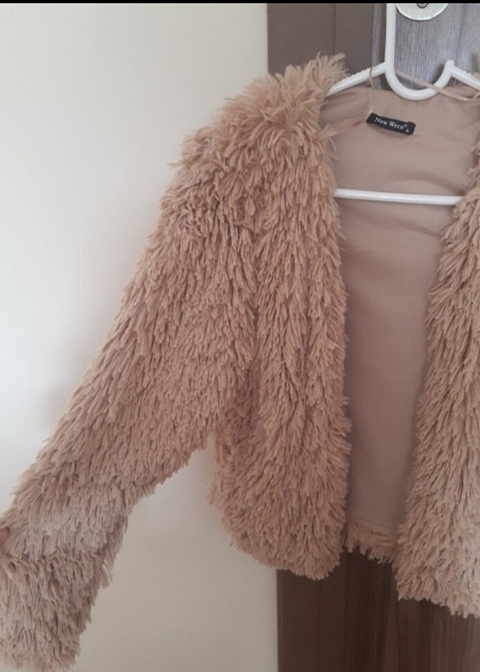 Bayan yumoş tüylü ceket mont - Görsel 2