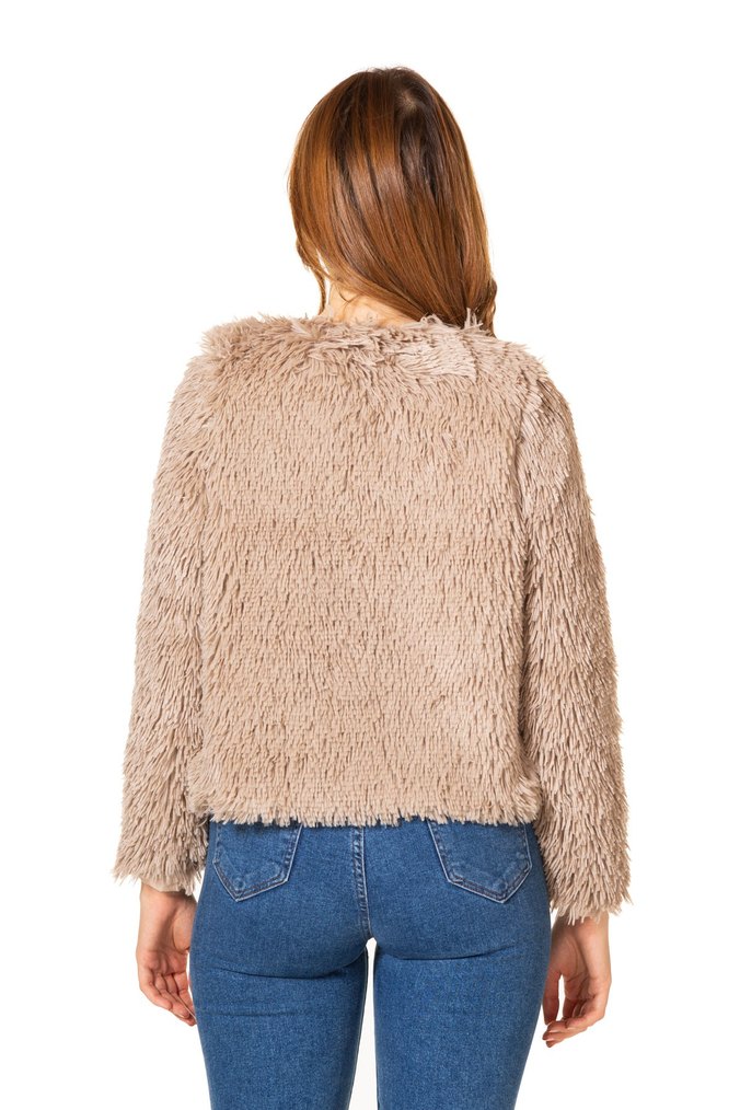 Bayan yumoş tüylü ceket mont - Görsel 3