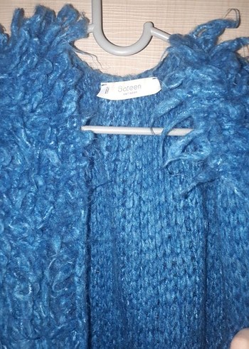 Mavi kalın kıvırcık tüylü ceket - Görsel 4