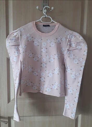 Pudra pembe çiçekli yumuşacık kazak - Görsel 2