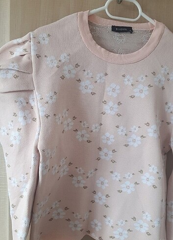 Pudra pembe çiçekli yumuşacık kazak - Görsel 4