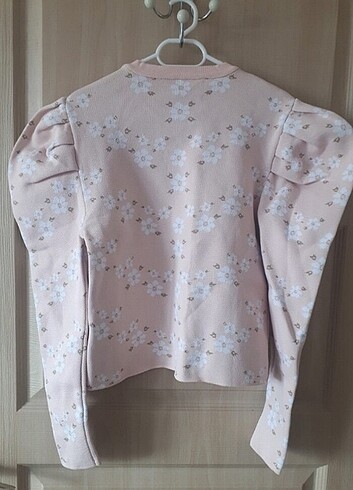 Pudra pembe çiçekli yumuşacık kazak - Görsel 3