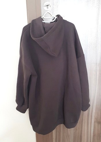 Şardonlu oversize uzun tesettür sweatshirt - Görsel 4