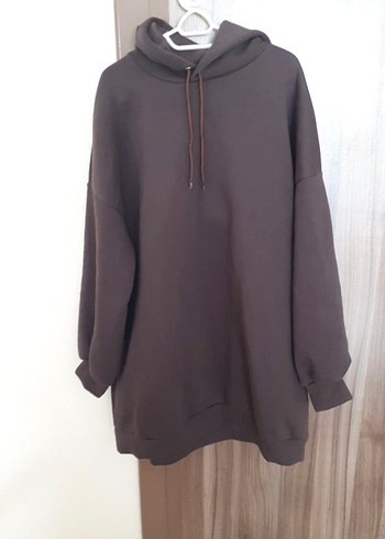 Şardonlu oversize uzun tesettür sweatshirt - Görsel 6