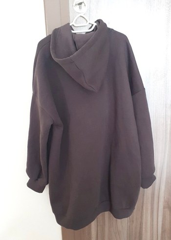 Şardonlu oversize uzun tesettür sweatshirt - Görsel 5