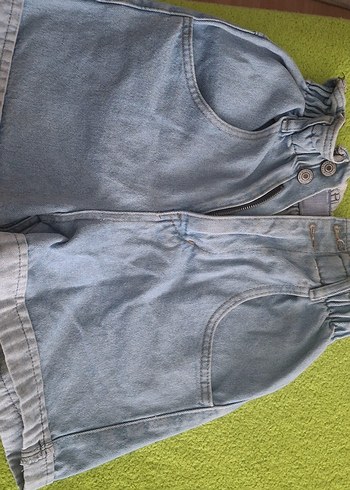 Düğmeli açık mavi Kadın Denim Mini Şort