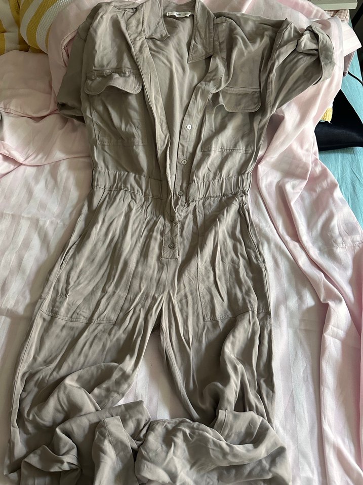 Mango gri Kısa Kollu Kadın Tulum - Görsel 3