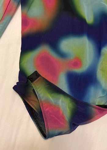 Renkli Tie-Dye Transparan Uzun Kollu Mayo - Görsel 2