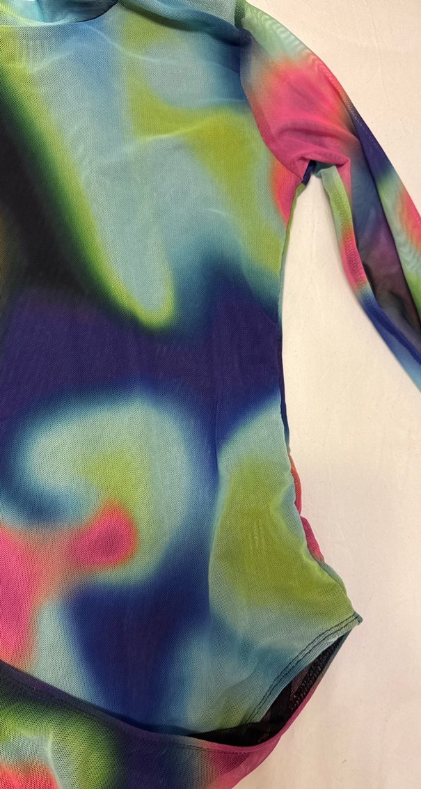 Renkli Tie-Dye Transparan Uzun Kollu Mayo - Görsel 5