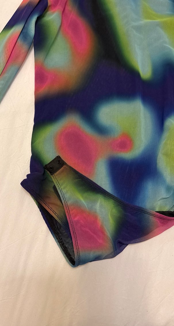 Renkli Tie-Dye Transparan Uzun Kollu Mayo - Görsel 2