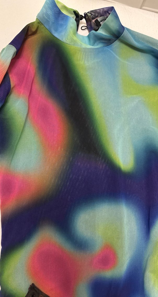 Renkli Tie-Dye Transparan Uzun Kollu Mayo - Görsel 4