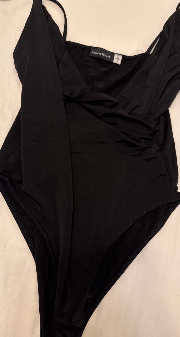 Siyah Drapeli Gotik Kadın Mayo - Görsel 2