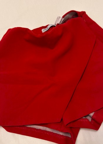 Kırmızı Drapeli Mini Şortu - Görsel 3