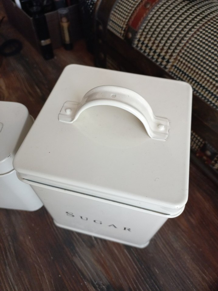 Beyaz Metal Çay ve Şeker Kutuları emaye - Görsel 3