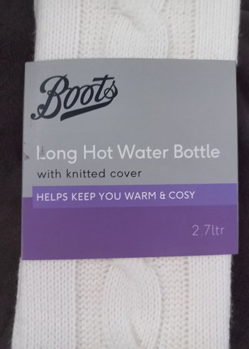 Beyaz Örgü Kaplamalı Uzun Sıcak Su Torbası - Görsel 2