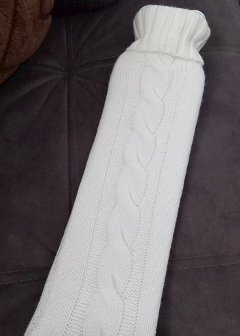 Beyaz Örgü Kaplamalı Uzun Sıcak Su Torbası - Görsel 7