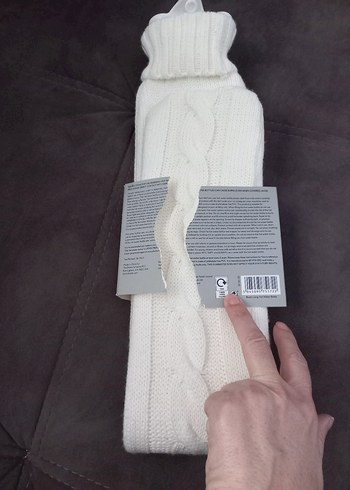 Beyaz Örgü Kaplamalı Uzun Sıcak Su Torbası - Görsel 5