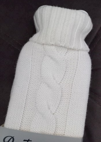 Beyaz Örgü Kaplamalı Uzun Sıcak Su Torbası - Görsel 3