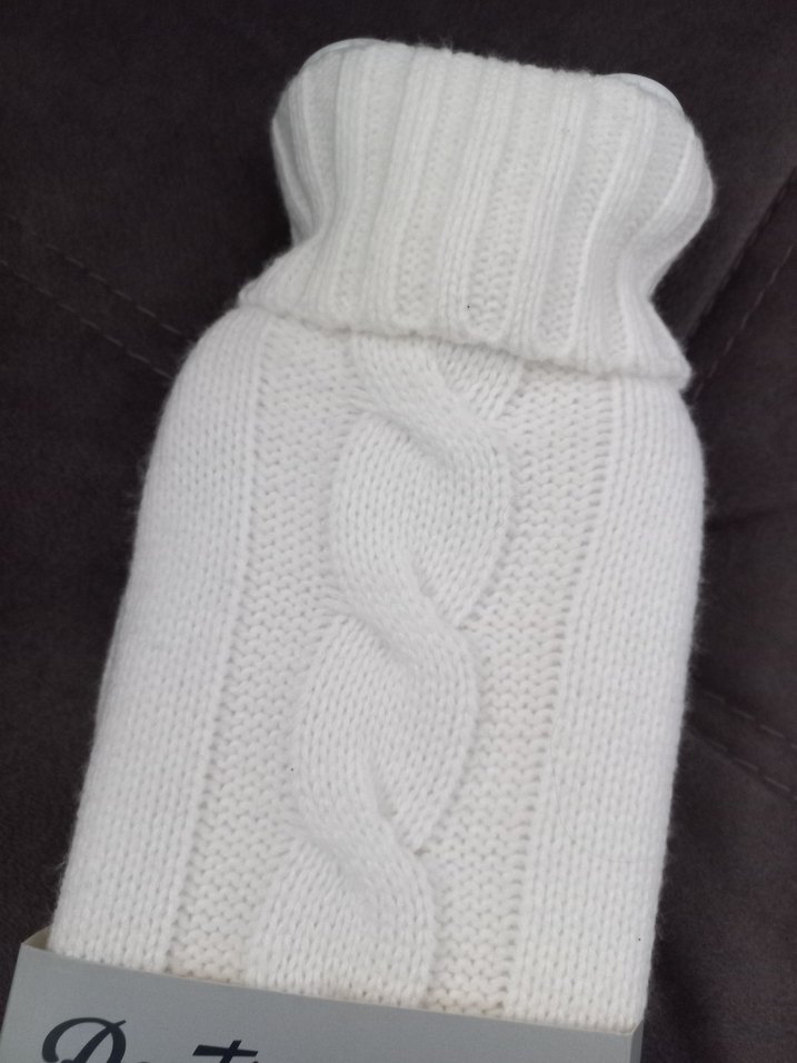 Beyaz Örgü Kaplamalı Uzun Sıcak Su Torbası - Görsel 3