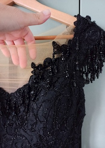 Siyah Dantel Abiye Elbise - Görsel 14