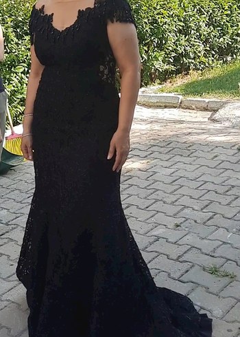 Siyah Dantel Abiye Elbise - Görsel 17