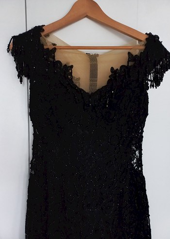 Siyah Dantel Abiye Elbise - Görsel 8