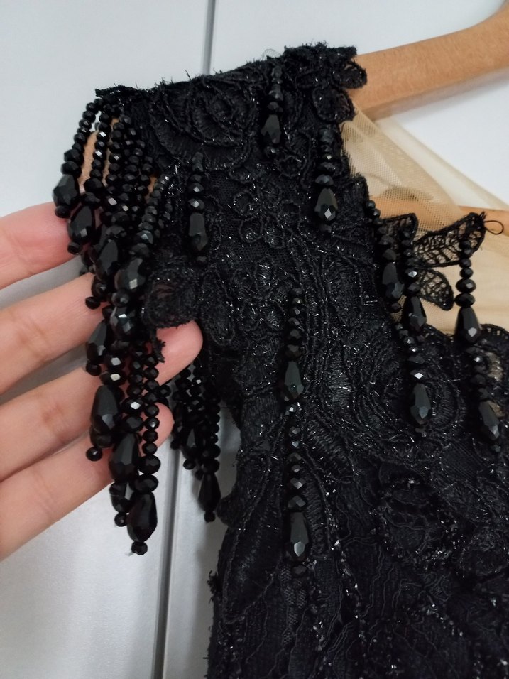 Siyah Dantel Abiye Elbise - Görsel 3