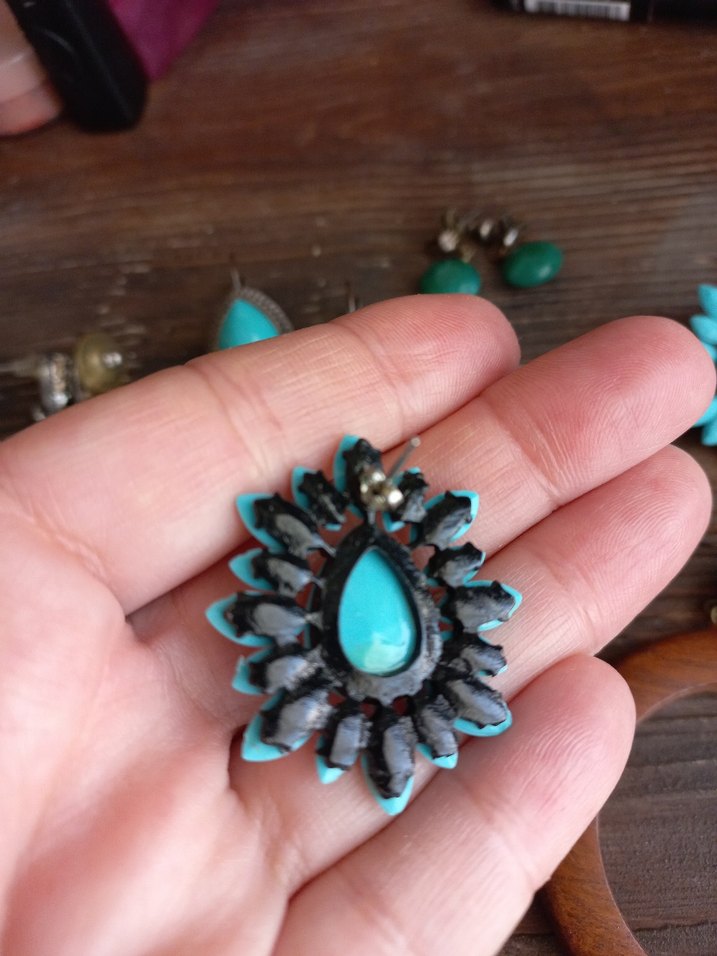 Boncuklu Turkuaz Küpe - Görsel 2