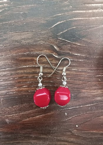 Kırmızı Boncuklu  Küpe - Görsel 5