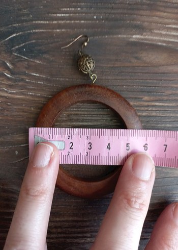 Uzun Ahşap Halkalı Bohem Küpe - Görsel 2